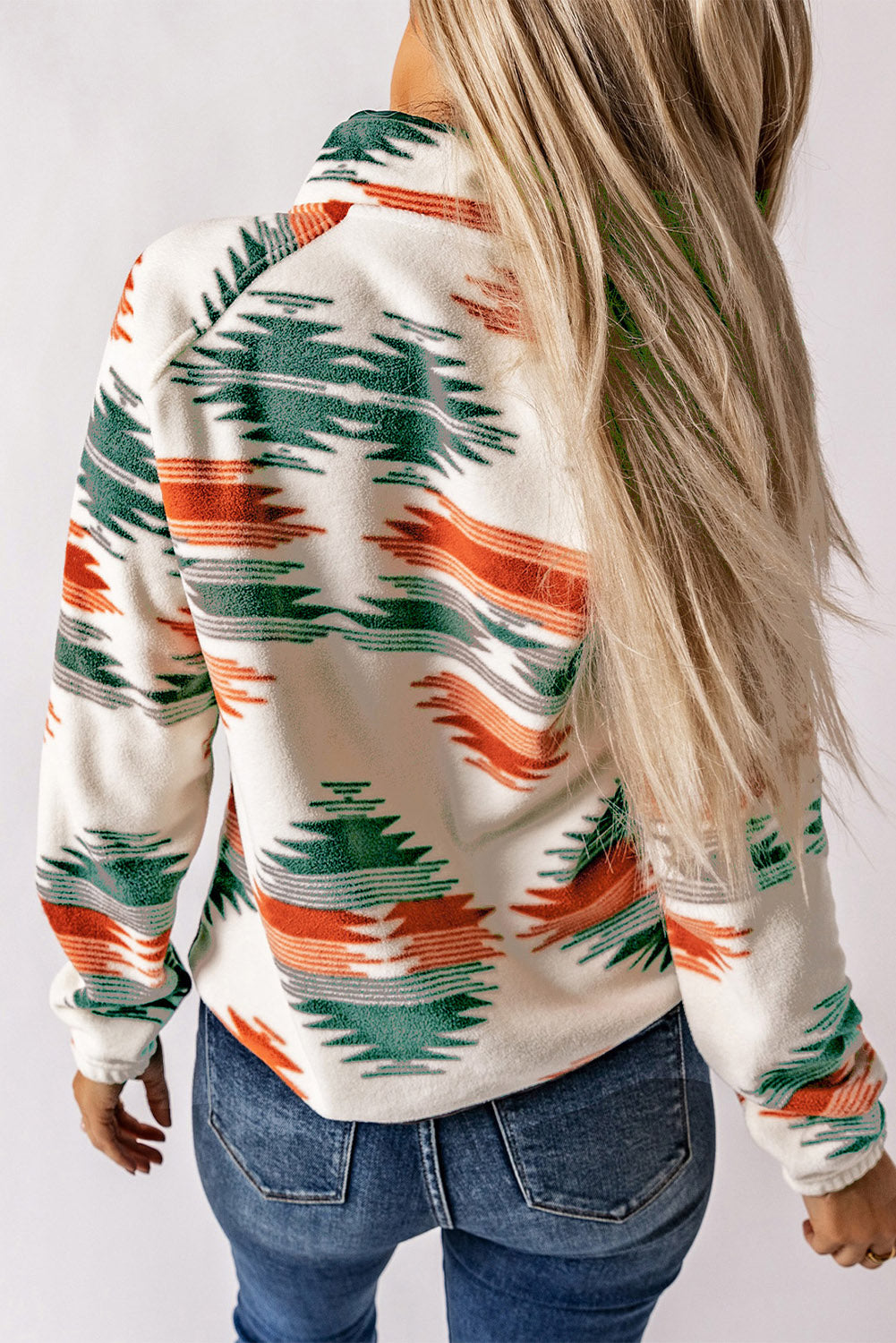 Western Aztec Fleecejacke Mit Druckknöpfen