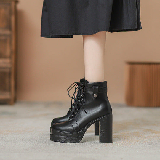Heidi-Mode | Mode Kurze Stiefel Wasserdicht Plattform Dickere Ferse Hohe Absätze