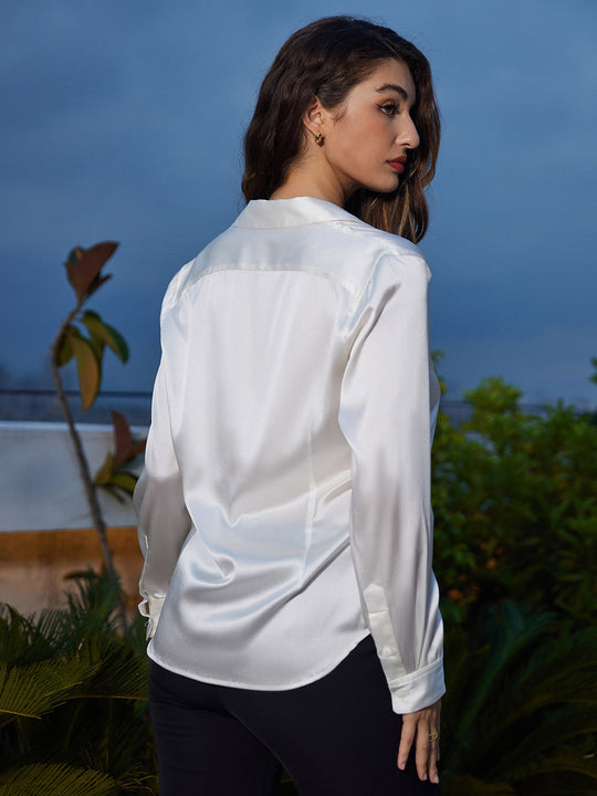 Heidi-Mode | Damen Seiden Basis Militär Revers Hemd
