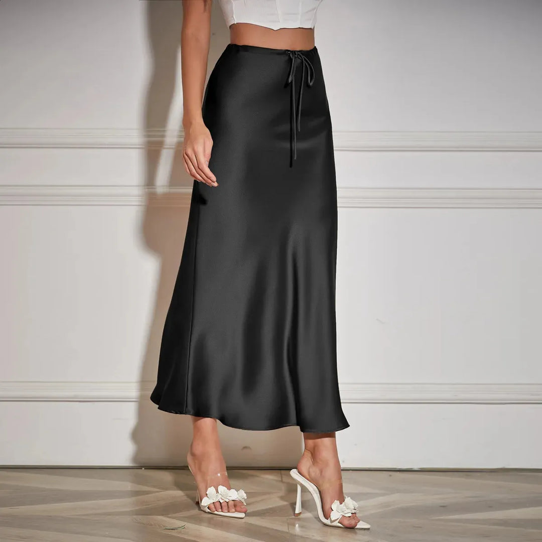 Heidi-Mode | Schicker High-Waist Satinrock für Damen