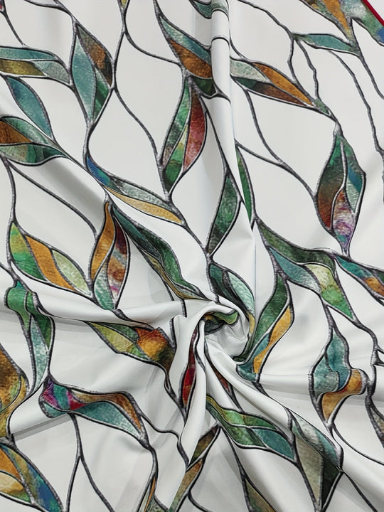 Heidi-Mode | Sommerkleid mit Blättermuster Enganliegendes Midi-Kleid mit V-Ausschnitt