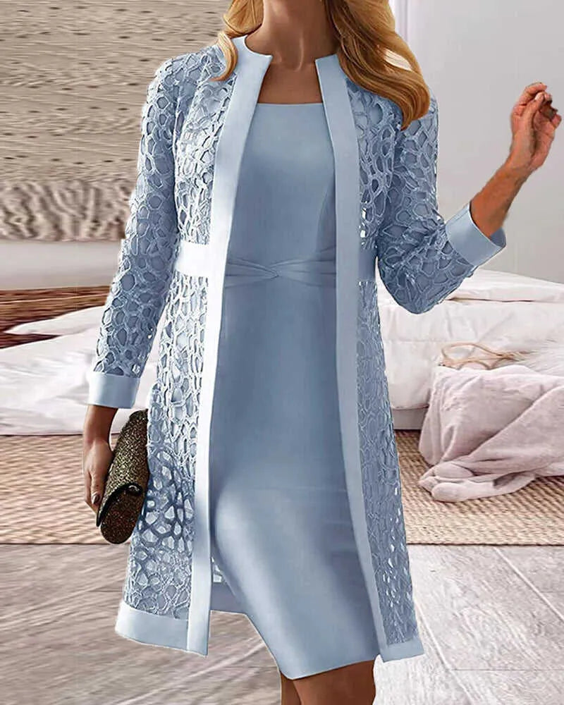 Heidi-Mode | Luxus Spitzen Weste Kleid Satz