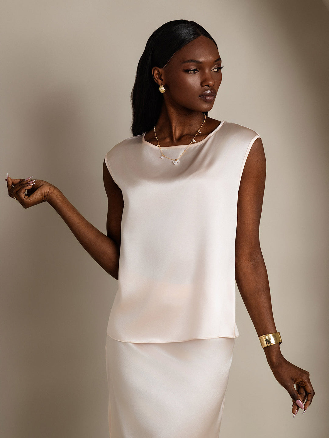 Heidi-Mode | Seiden Kapuze Ärmel Bluse