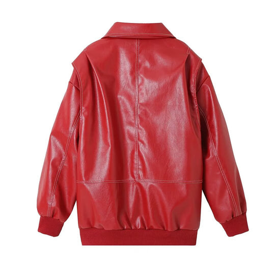 Auffällige, übergroße Kunstlederjacke für Damen