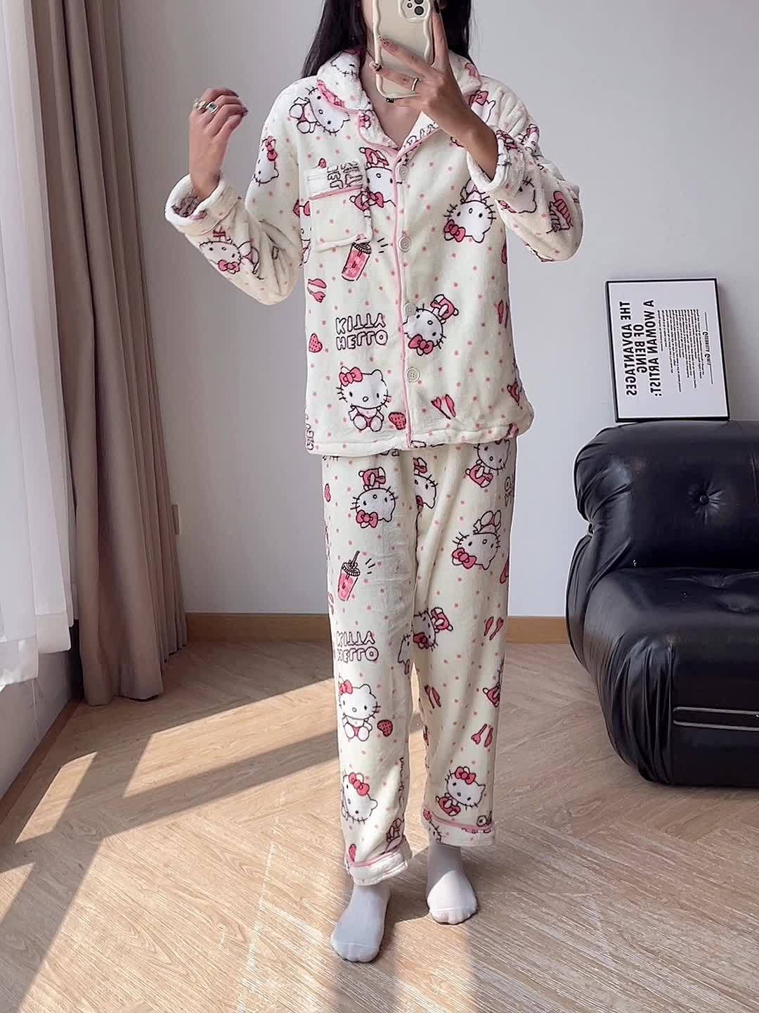 Heidi-Mode | Niedliches Hello Kitty Druck Pyjamaset
