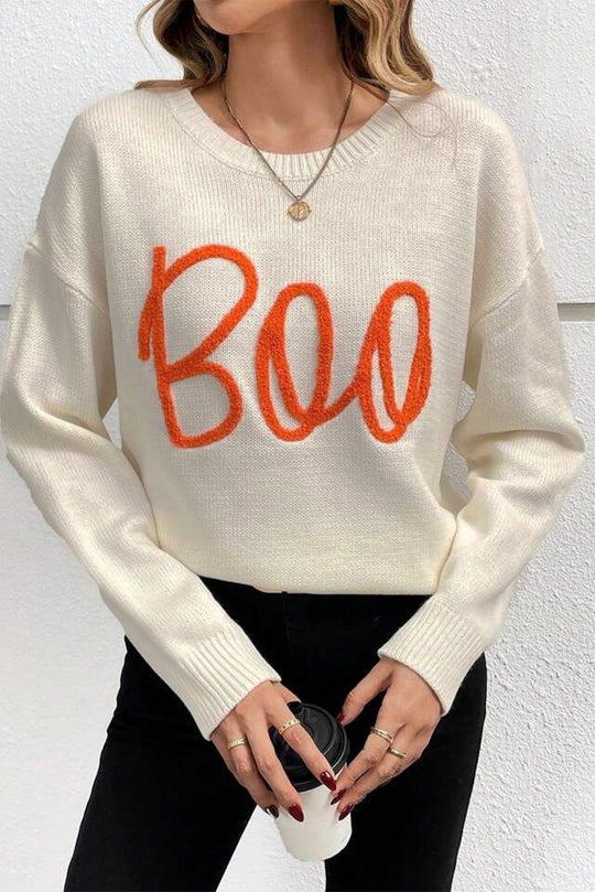 Boo Strickmuster Gerippter Rand Drop Shoulder Pullover