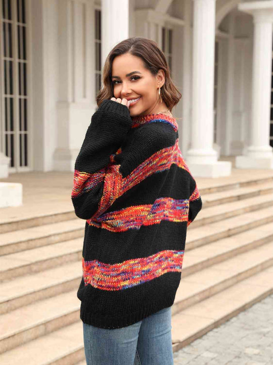 Heidi-Mode | Gestreifter Drop Shoulder Pullover
