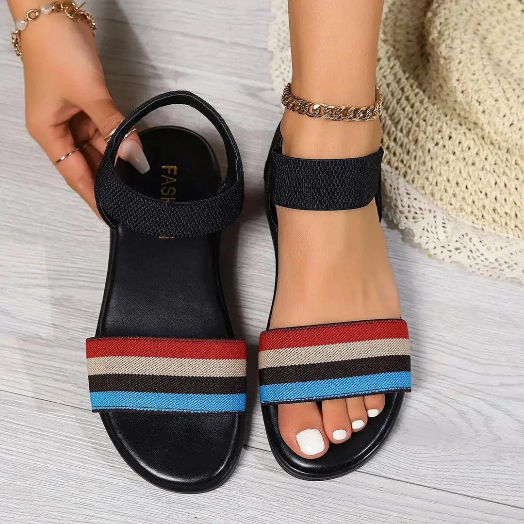 Heidi-Mode | Sommer Leinsandalen mit elastischem Riemen