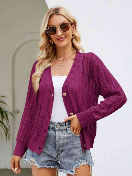 Heidi-Mode | Knopfverschluss Rippenbesatz Cardigan