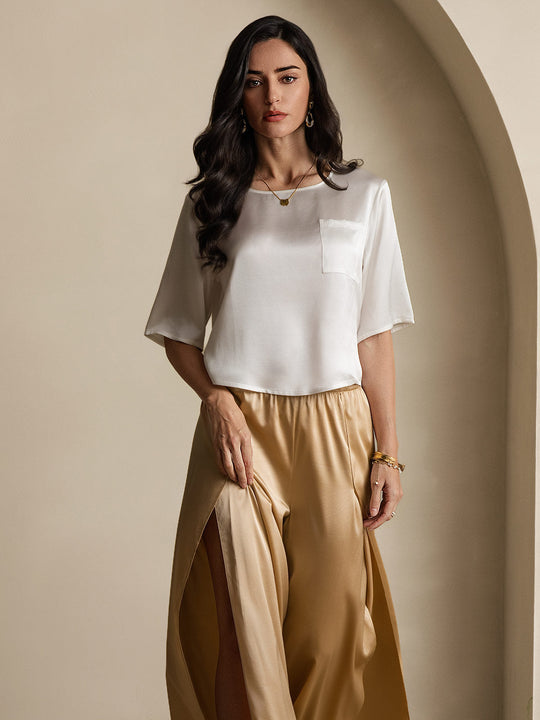 Heidi-Mode | 100% Seide Lässiges Damen T-Shirt