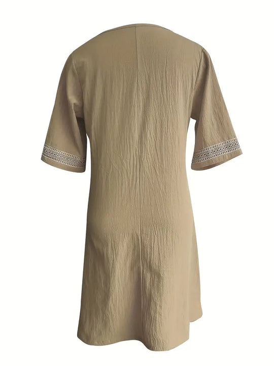 Guipure Spitzen V Ausschnitt Kleid