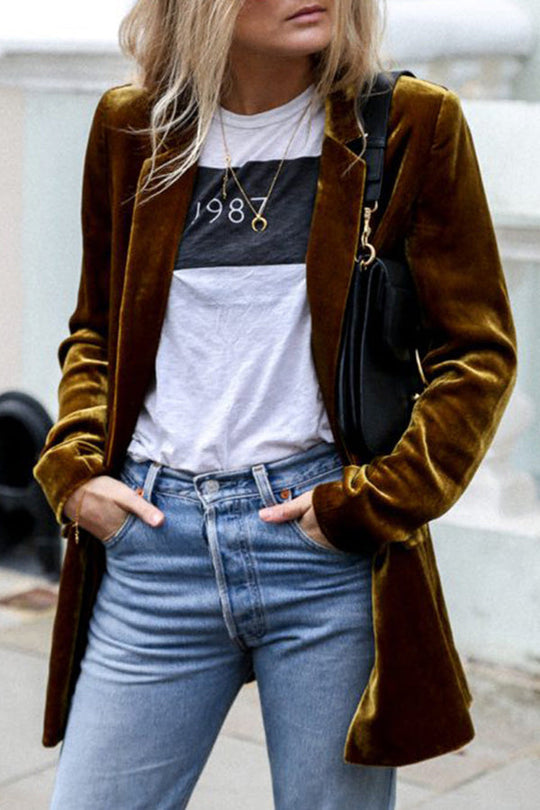 Heidi-Mode | Samt Blazer mit Schickem Taillierten Schnitt für Damen