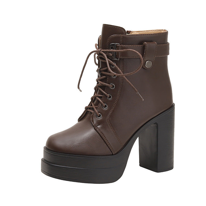 Heidi-Mode | Mode Kurze Stiefel Wasserdicht Plattform Dickere Ferse Hohe Absätze