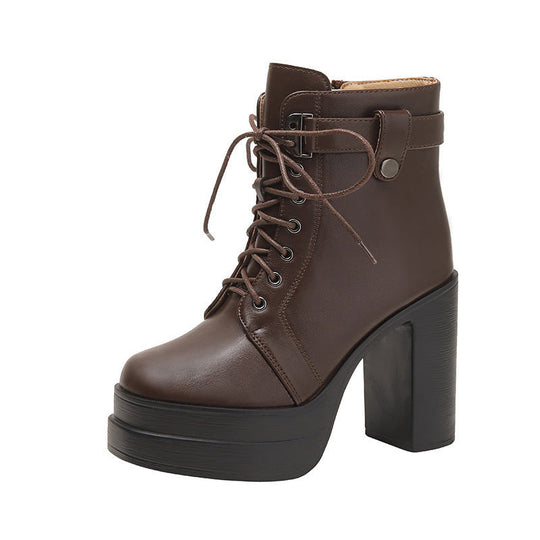 Heidi-Mode | Mode Kurze Stiefel Wasserdicht Plattform Dickere Ferse Hohe Absätze