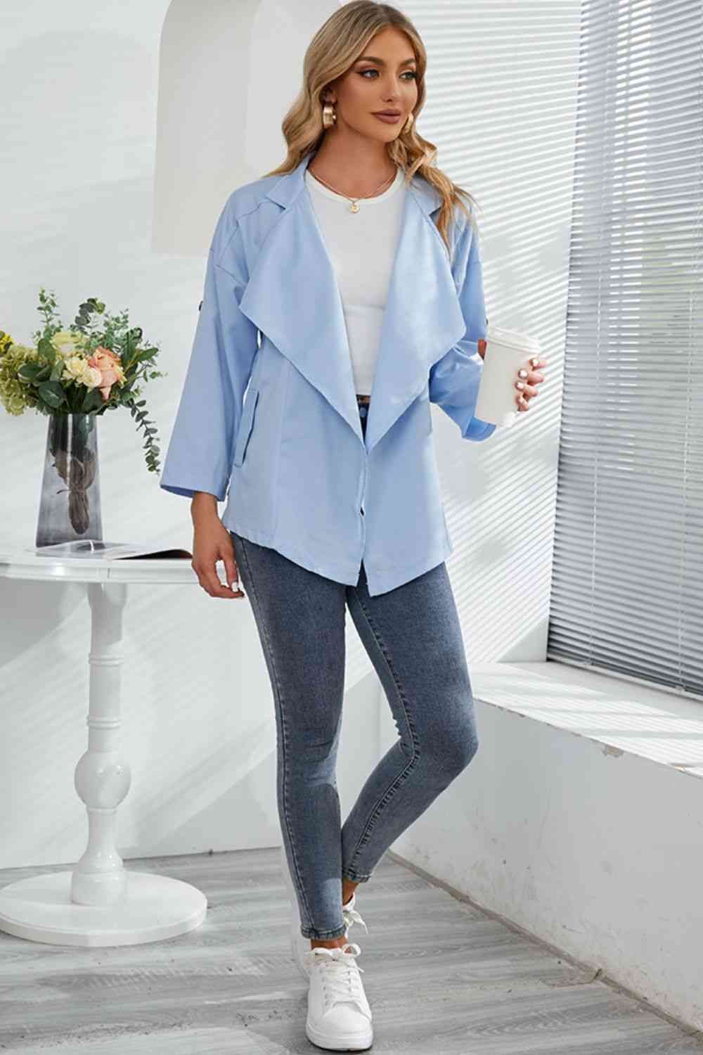 Heidi-Mode | Offene Front Drop Shoulder Trenchcoat