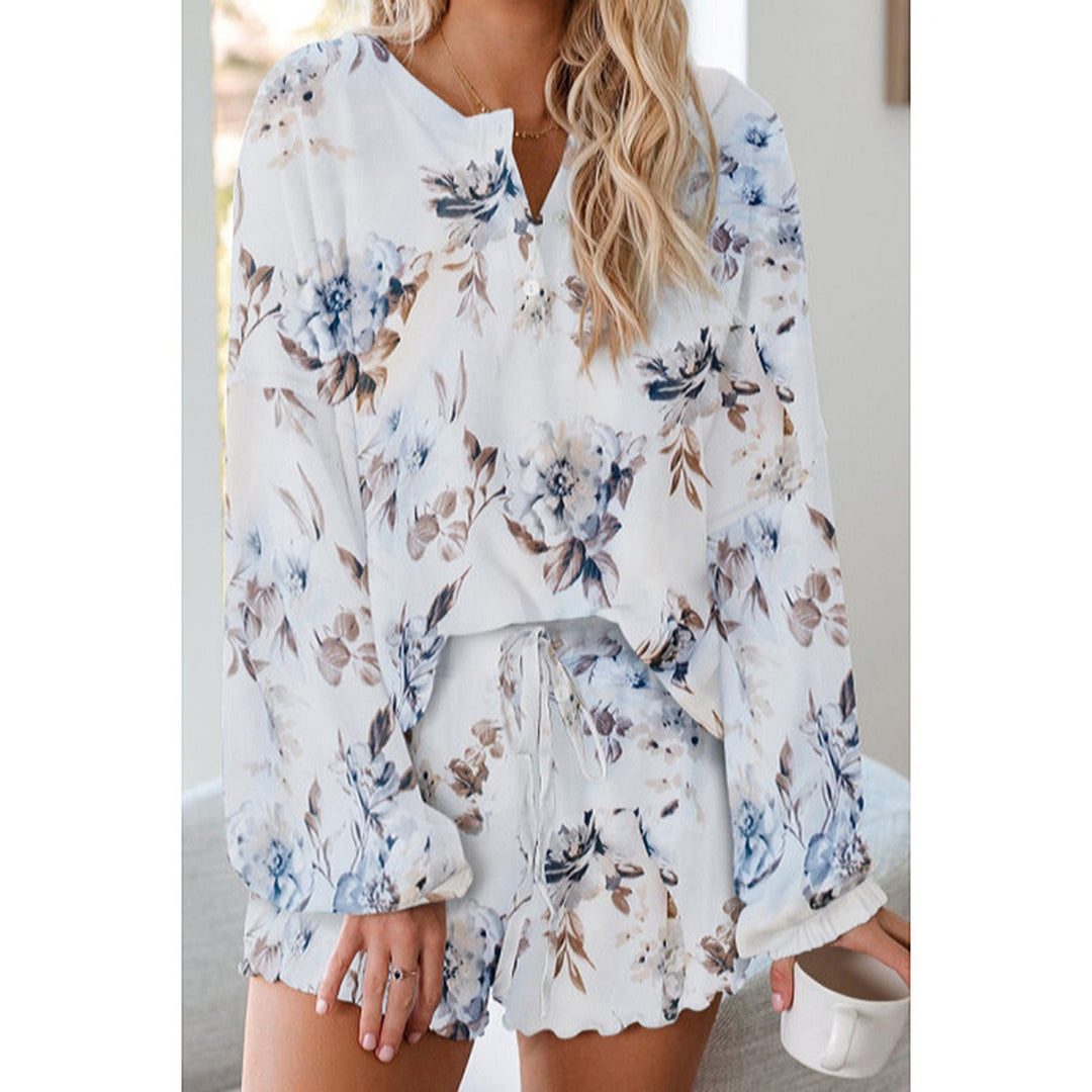 Heidi Mode | Batik bedrucktes Langarm-Shorts-Set