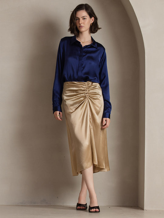 Heidi-Mode | Damen Klassische Seide Langarmshirt