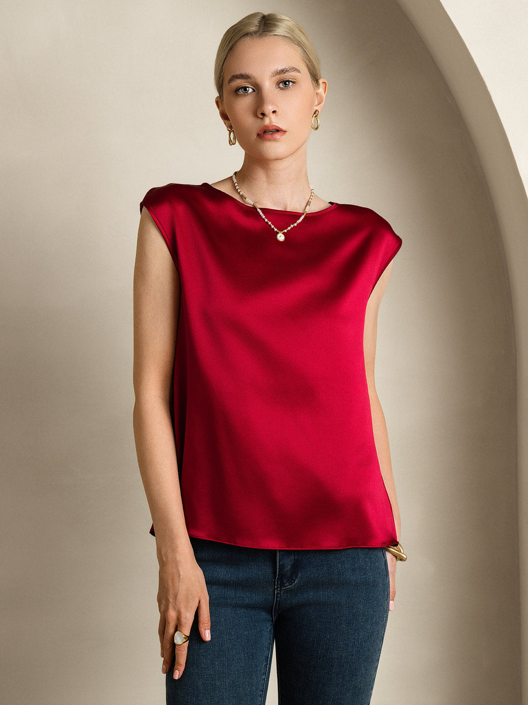Heidi-Mode | Seiden Kapuze Ärmel Bluse