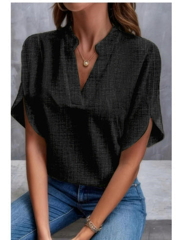 Heidi-Mode | Sommerliche Chiffon-Bluse mit V-Ausschnitt für Damen