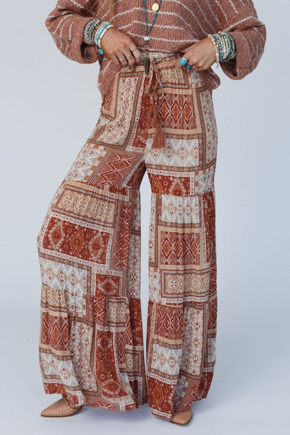 Palazzo-Hose Mit Boho-Aztekenmuster