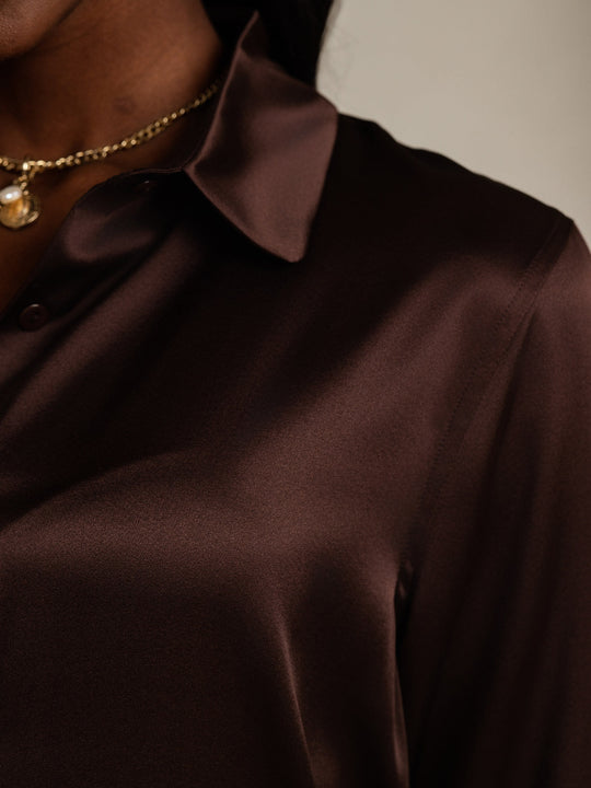 Heidi-Mode | Damen Seiden Basis Militär Revers Hemd