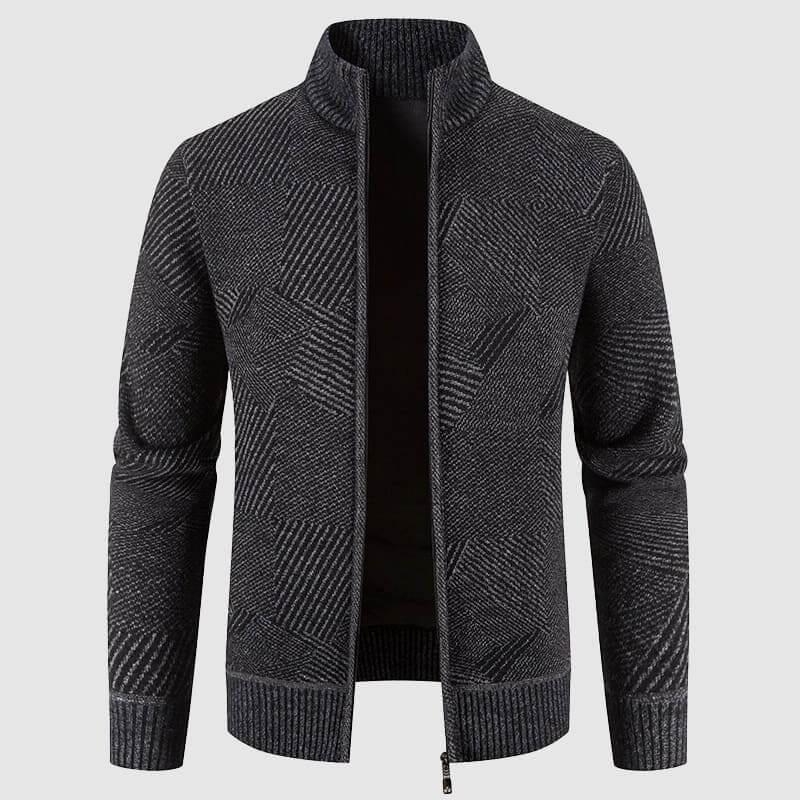 Heidi-Mode | Herren geometrisches Strick-Cardigan-Jacke