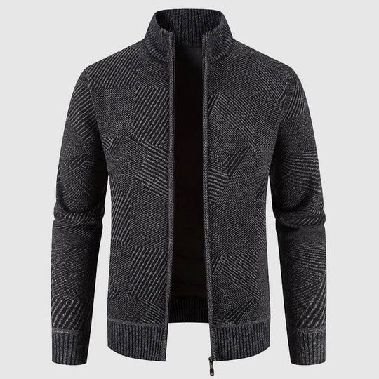Heidi-Mode | Herren geometrisches Strick-Cardigan-Jacke