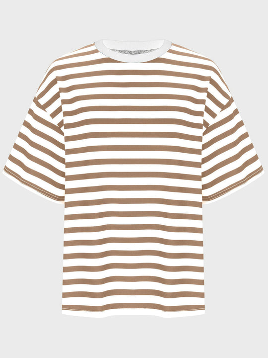 Heidi-Mode | Gestreiftes Rundhals-Halbarm-T-Shirt