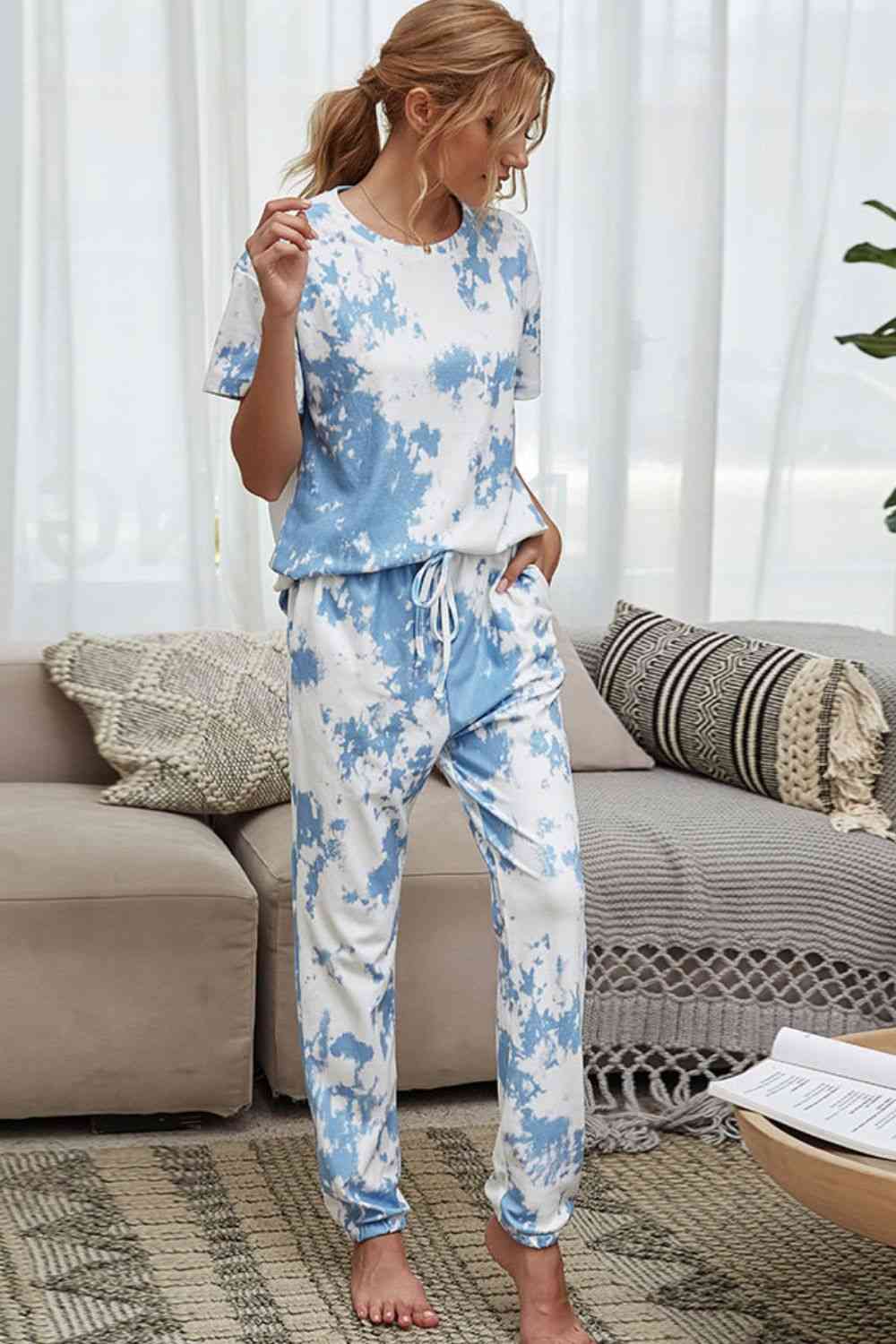 Heidi-Mode | Tie-Dye T-Shirt und Drawstring Taille Jogginghose Lounge Set