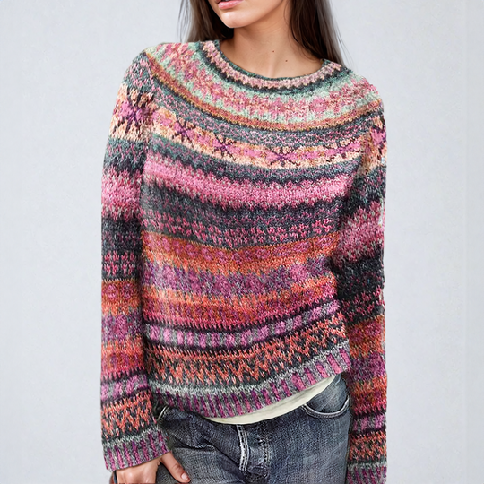 Heidi-Mode | Gemusterter Pullover In Lockerer Passform für Frauen