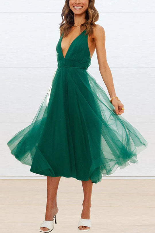 Heidi-Mode | Midi Kleid aus Tüll mit V-Ausschnitt Feeling Romantic