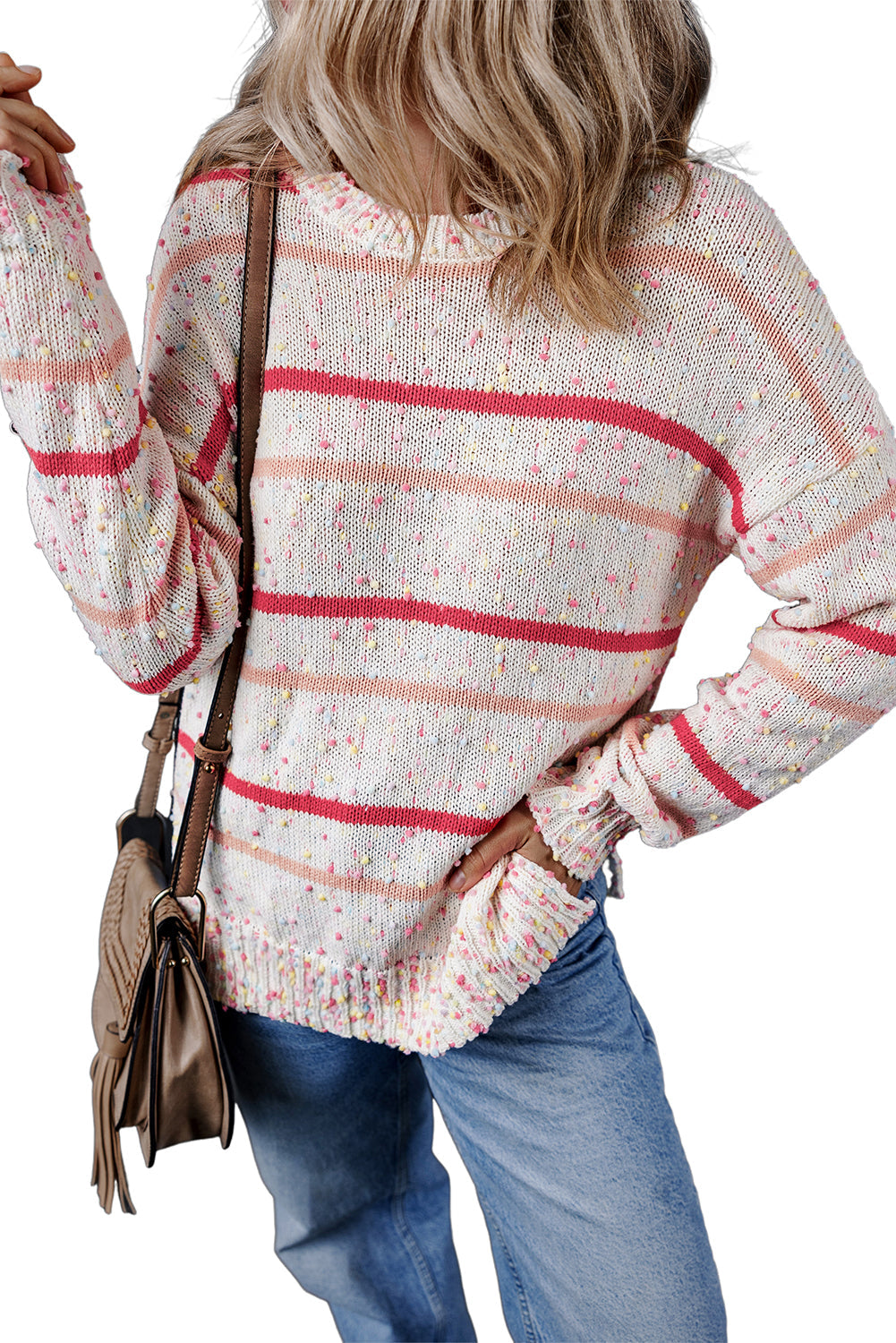 Gestreifter Konfetti-Strickpullover