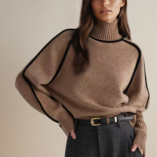 Heidi-Mode | Luxus Rollkragenpullover mit Kontrastdetails