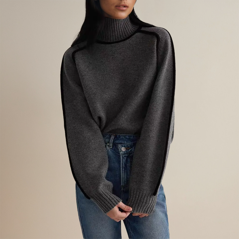 Heidi-Mode | Luxus Rollkragenpullover mit Kontrastdetails