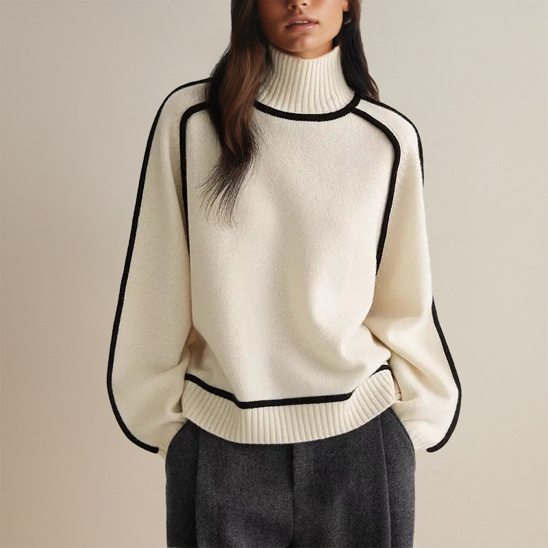 Heidi-Mode | Luxus Rollkragenpullover mit Kontrastdetails