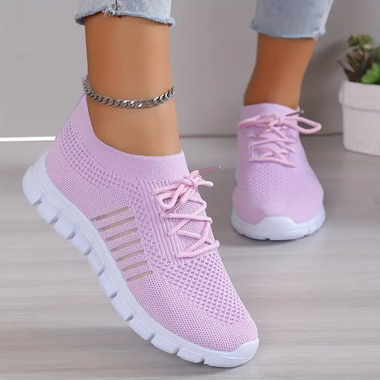 Heidi-Mode | Atmungsaktive Schnürsenkel Knitfit Sneakers für Laufen