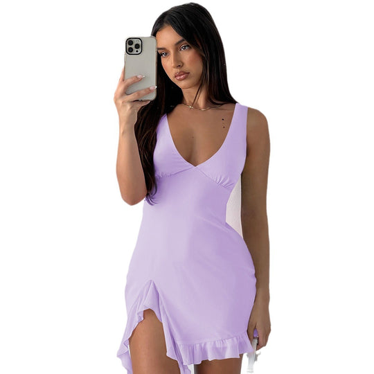 Heidi Mode | Kleid mit Hosenträgern und V-Ausschnitt mit Fransen
