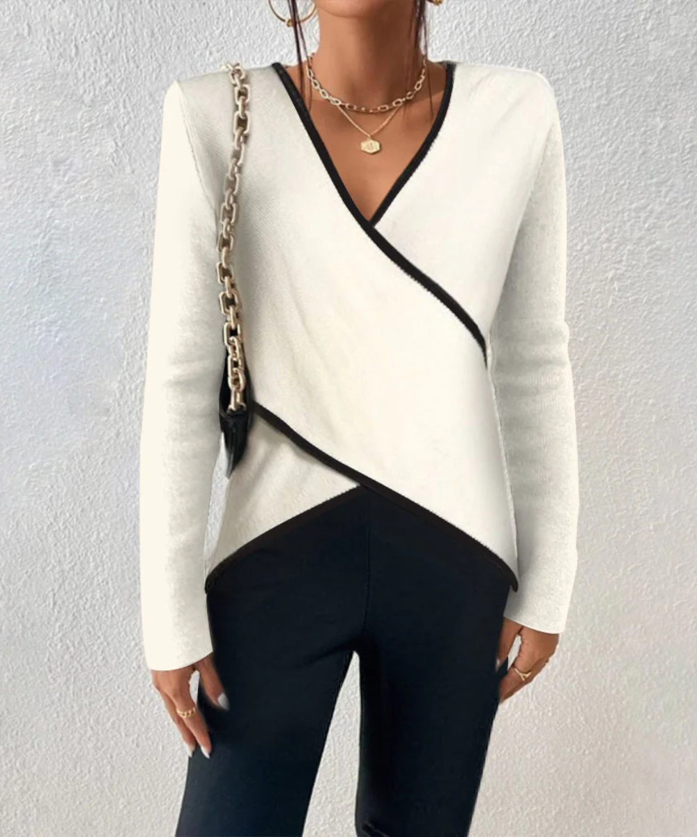 Heidi-Mode | Damen Weiß Pullover V Ausschnitt