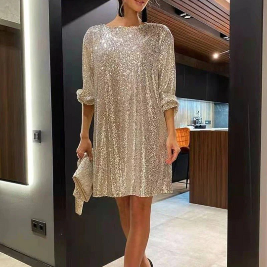 Heidi-Mode | Damen elegantes Paillettenkleid Mini