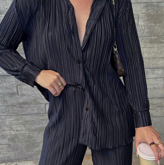 Heidi-Mode | Damen Elegant Plissiert Set Zwei Teile