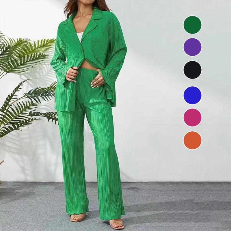 Heidi-Mode | Damen Elegant Plissiert Set Zwei Teile
