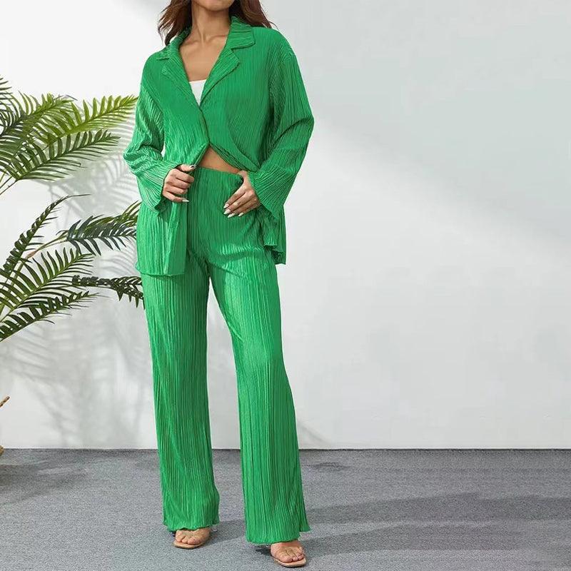 Heidi-Mode | Damen Elegant Plissiert Set Zwei Teile