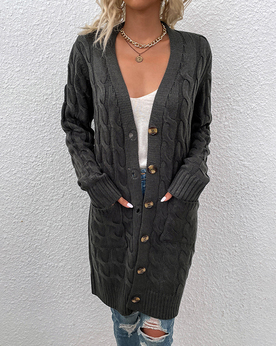 Heidi-Mode | Damen Lang Strickjacke Schwarze