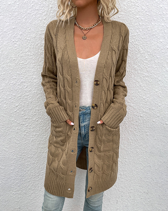 Heidi-Mode | Damen Lang Strickjacke Schwarze
