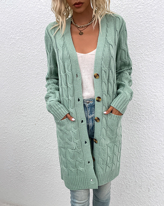 Heidi-Mode | Damen Lang Strickjacke Schwarze