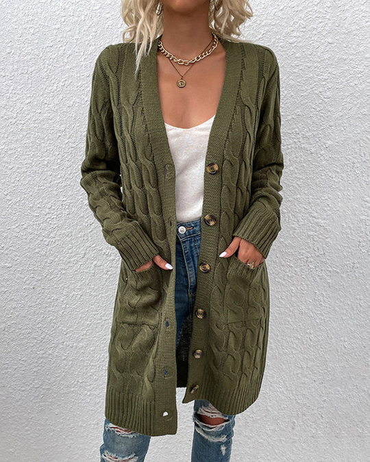 Heidi-Mode | Damen Lang Strickjacke Schwarze
