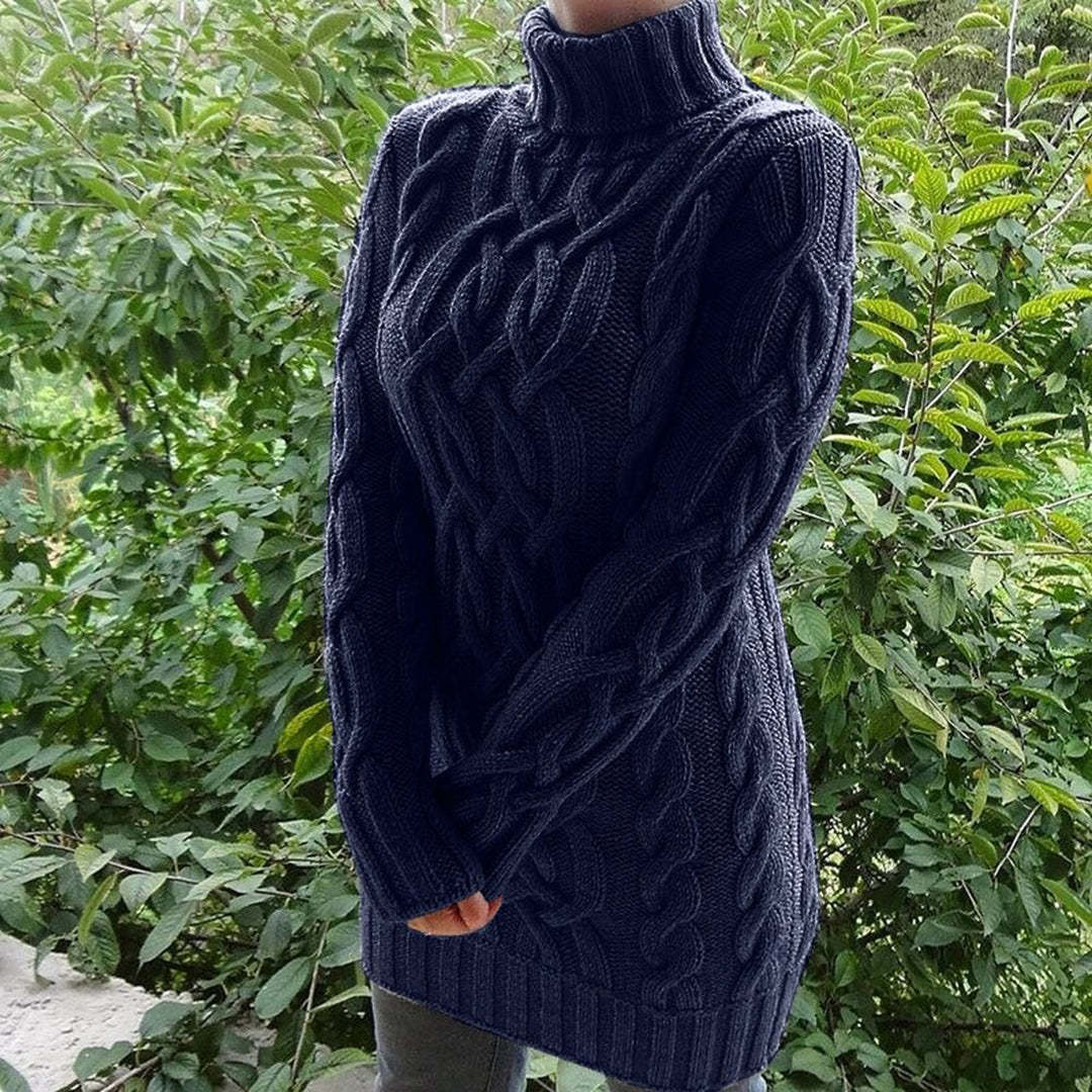 Heidi-Mode | Damen Schwarz Rollkragenpullover Lang