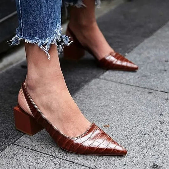 Heidi-Mode | Stilvolle und Bequeme Croco Slingback Pumps für Damen
