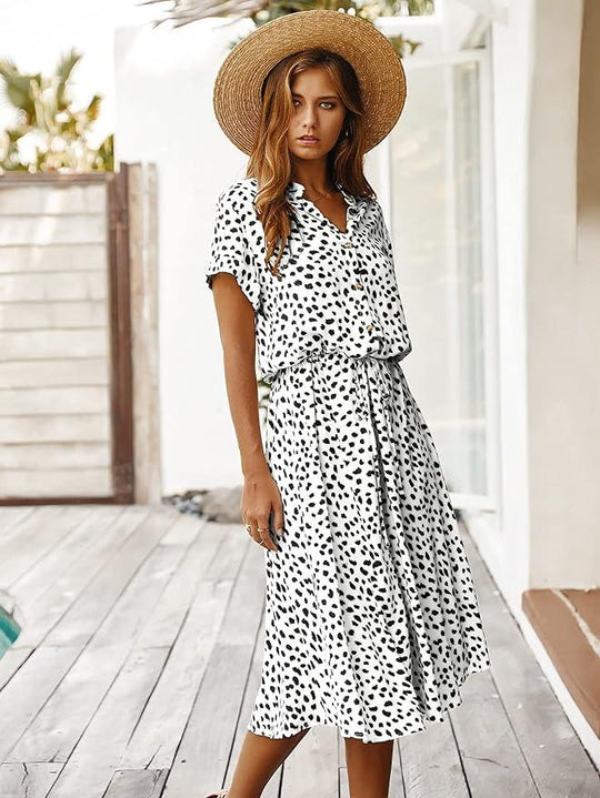casual midi-jurk met dierenprint