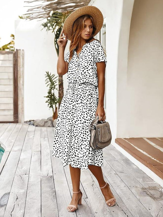 casual midi-jurk met dierenprint